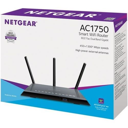  NETGEAR Smart WiFi Router with Dual Band Gigabit for Amazon EchoAlexa - AC1750 (R6400-100NAS)