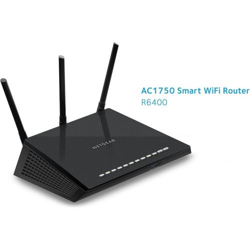  NETGEAR Smart WiFi Router with Dual Band Gigabit for Amazon EchoAlexa - AC1750 (R6400-100NAS)