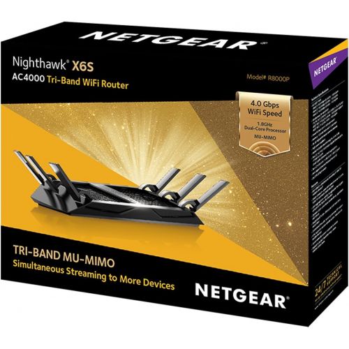  NETGEAR Nighthawk X6S AC4000 Tri-band WiFi Router, Gigabit Ethernet, MU-MIMO, Compatible with Amazon EchoAlexa (R8000P)