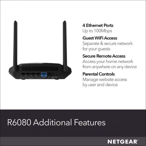  NETGEAR AC1200 Dual Band Smart WiFi Router, Fast Ethernet (R6120)