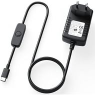 [아마존베스트]NEUE DAWN 5.1V 3A Type C USB C Power Supply Adapter with Switch for Raspberry Pi 4 Model B (1GB / 2GB / 4GB) / 5.1V 3A USB C EU Plug USB Type C Charging Cable with On/Off Switch