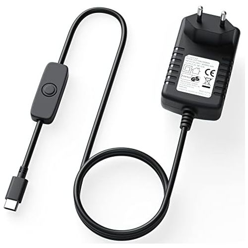  [아마존베스트]NEUE DAWN 5.1V 3A Type C USB C Power Supply Adapter with Switch for Raspberry Pi 4 Model B (1GB / 2GB / 4GB) / 5.1V 3A USB C EU Plug USB Type C Charging Cable with On/Off Switch