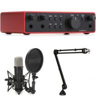 Focusrite Scarlett 2i2 4th Gen USB Audio Interface with NT1 Condenser Microphone and Boom Arm