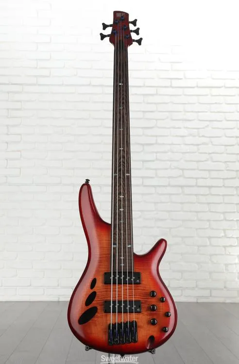  NEW
? Ibanez SR Bass Workshop Fretless 5-string Electric Bass - Brown Topaz Burst Low Gloss