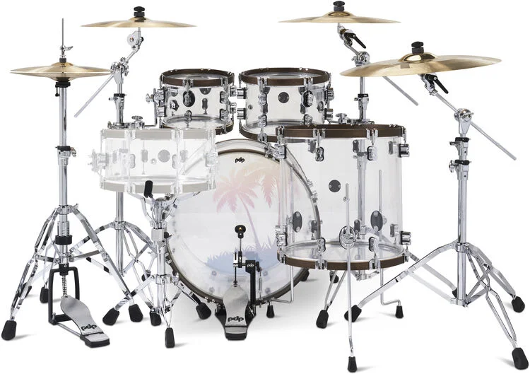  NEW
? PDP 25th-anniversary 4-piece Shell Pack - Clear Acrylic with Walnut-stained Hoops