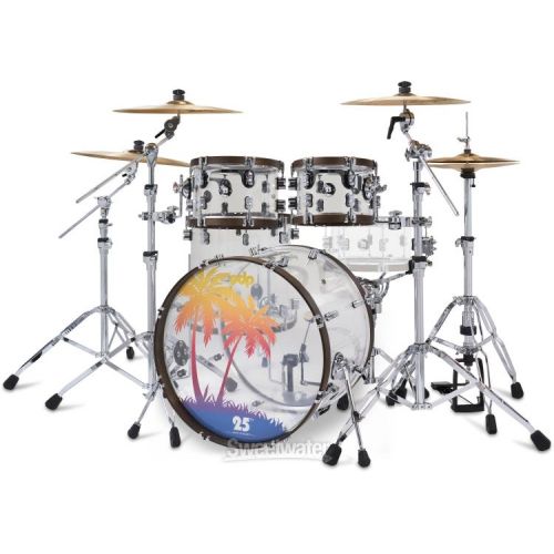  NEW
? PDP 25th-anniversary 4-piece Shell Pack - Clear Acrylic with Walnut-stained Hoops