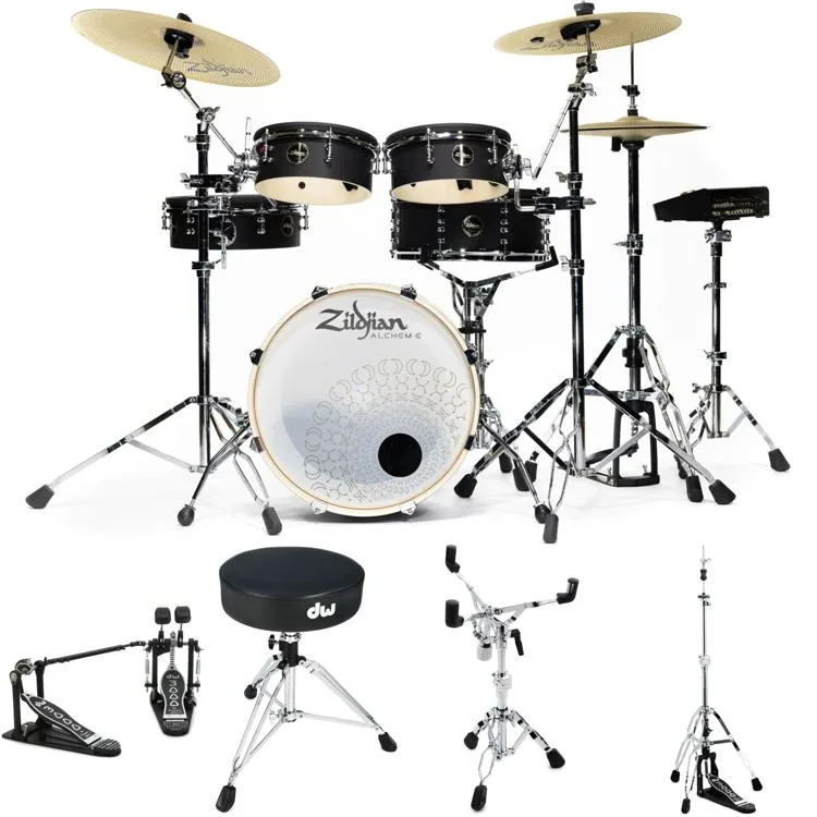 NEW
? Zildjian ALCHEM-E Bronze EX 5-piece Electronic Drum Kit Double Bass Essentials Bundle