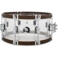 NEW
? PDP 25th-anniversary Snare Drum - 6.5 inch x 14 inch, Clear Acrylic with Walnut-stained Hoops