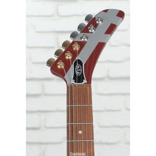  NEW
? EVH Striped Series Shark Electric Guitar - Burgundy Red with Silver Stripes