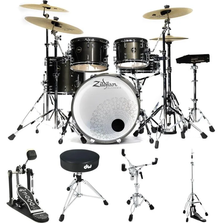 NEW
? Zildjian ALCHEM-E Gold EX 5-piece Electronic Drum Kit Essentials Bundle