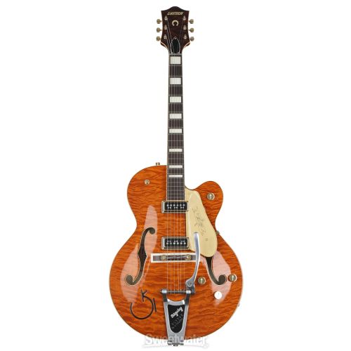  NEW
? Gretsch G6120TGQM-56 Limited-edition Quilt Classic Chet Atkins Hollowbody Electric Guitar with Bigsby - Roundup Orange Stain Lacquer