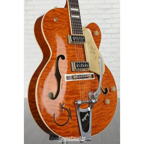  NEW
? Gretsch G6120TGQM-56 Limited-edition Quilt Classic Chet Atkins Hollowbody Electric Guitar with Bigsby - Roundup Orange Stain Lacquer