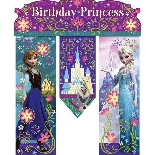  NEW Disneys Frozen Birthday Princess Party Door Banner 26in Anna,elsa and Olaf!