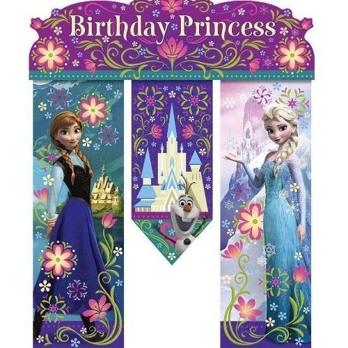  NEW Disneys Frozen Birthday Princess Party Door Banner 26in Anna,elsa and Olaf!