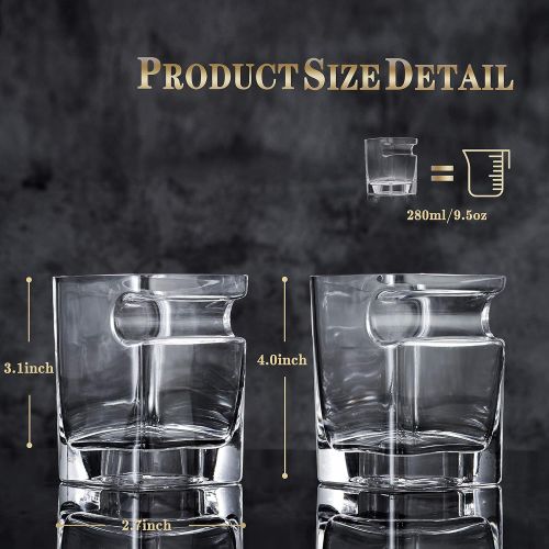  [아마존베스트]NEW PACIFIC YOUYAH YouYah Cigar Whiskey Glasses with Cigar Holder-Set of 2,Cigar Accessories,Crystal Whisky Glass Set with Indented Cigar Rest,Premium Rocks Glass,for Cocktails,Scotch,Bourbon,Gifts f