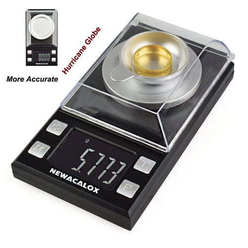  NEWACALOX 100 x 0.001g Digital Milligram Pocket Scale, High Sensitivity Portable Reloading Weighing Jewelry Gold and Gems MG Scale