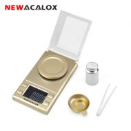 NEWACALOX Digital Milligram Scale 0.001g x 50g, Electronic Weighing Scale for Jewelry Coins Reload and Kitchen, Mini LCD Pocket Lab Scale with Calibration Weights Tweezers and Plastic Pans,G