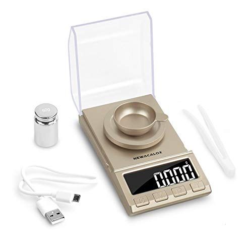  [아마존베스트]NEWACALOX Digital Milligram Jewelry Scale 50 x 0.001g ,High Precision Portable Multifunction Lab Reload Powder Scales with Calibration Tare Weights, Glod (8068G-50G-US)