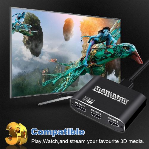  [아마존베스트]NEWCARE HDMI 2.0b Switch 3 in 1 Out,3x1 HDMI Selector Switch with Remote,Support UHD 4K@60Hz Ultra HD 3D 1080P,HDCP 2.2 HDR,18.5Gbps HDMI Switcher Come with High Speed HDMI Cable (