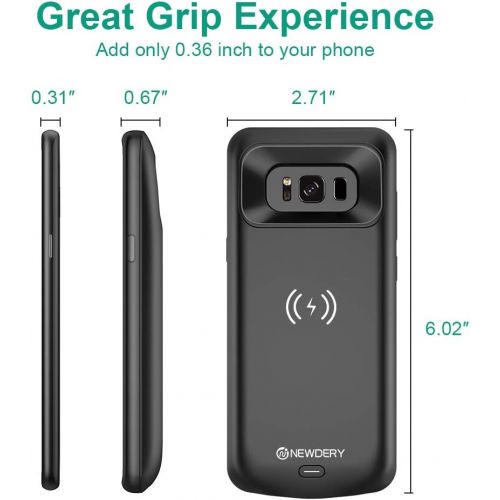 [아마존 핫딜]  [아마존핫딜]NEWDERY Upgraded Samsung Galaxy S8 Battery Case Qi Wireless Charging Compatible, 5000mAh Slim Rechargeable Extended Charger Case Compatible Samsung Galaxy S8 (2017)-(5.8 Inches Bla