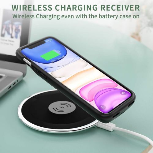  [아마존베스트]NEWDERY Battery Case for iPhone 11 Qi Wireless Charging Compatible, 5000mAh Extended Battery Pack Rechargeable Protective Charger Case for iPhone 11 (6.1) Black