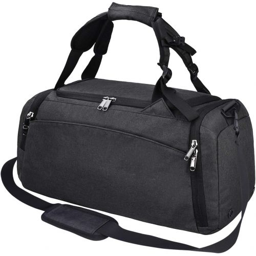  [아마존 핫딜]  [아마존핫딜]NEWHEY Gym Duffle Bag Waterproof Travel Weekender Bag for Men Women Duffel Bag Backpack with Shoes Compartment Overnight Bag 40L Black