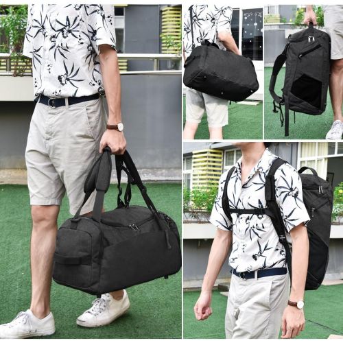  [아마존 핫딜]  [아마존핫딜]NEWHEY Gym Duffle Bag Waterproof Travel Weekender Bag for Men Women Duffel Bag Backpack with Shoes Compartment Overnight Bag 40L Black