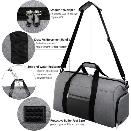  [아마존 핫딜]  [아마존핫딜]NEWHEY Sports Gym Bag Duffle Bag with Shoes Compartment Waterproof Travel Weekender Overnight Duffel Bag for Women Men 40L Grey