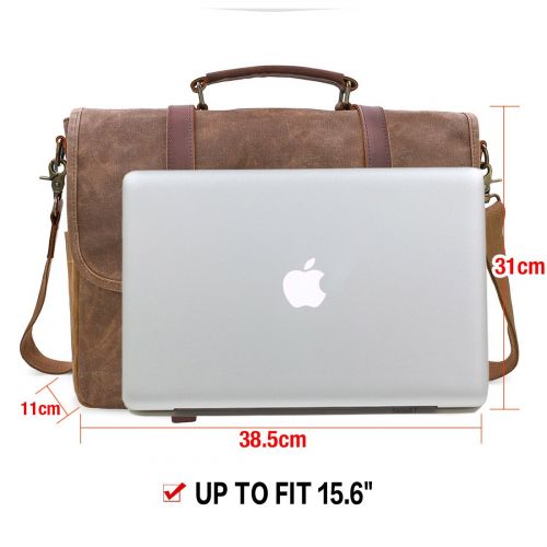  [아마존 핫딜]  [아마존핫딜]NEWHEY Herren Umhangetaschen Aktentasche Laptoptasche Wasserdichte Canvas Gross Arbeitstasche Messenger Bag Manner Vintage 15.6 Braun