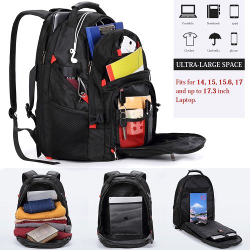  [아마존 핫딜]  [아마존핫딜]NEWHEY Laptop Rucksack Herren 17.3 Zoll Wasserdicht USB Ladeanschluss Business Computer Rucksacke Reiserucksack 17 15.6 Zoll gross Multifunktions Schulrucksack Schwarz