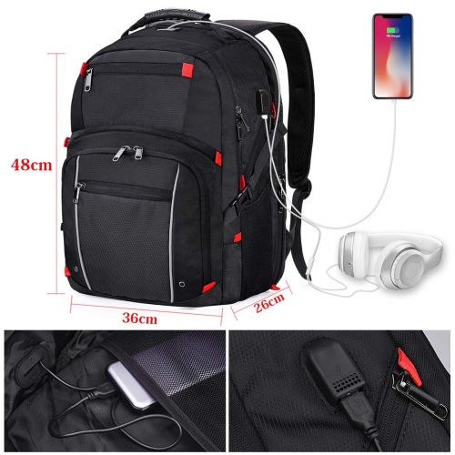  [아마존 핫딜]  [아마존핫딜]NEWHEY Laptop Rucksack Herren 17.3 Zoll Wasserdicht USB Ladeanschluss Business Computer Rucksacke Reiserucksack 17 15.6 Zoll gross Multifunktions Schulrucksack Schwarz