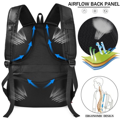  [아마존 핫딜]  [아마존핫딜]NEWHEY Laptop Rucksack Herren 17.3 Zoll Wasserdicht USB Ladeanschluss Business Computer Rucksacke Reiserucksack 17 15.6 Zoll gross Multifunktions Schulrucksack Schwarz