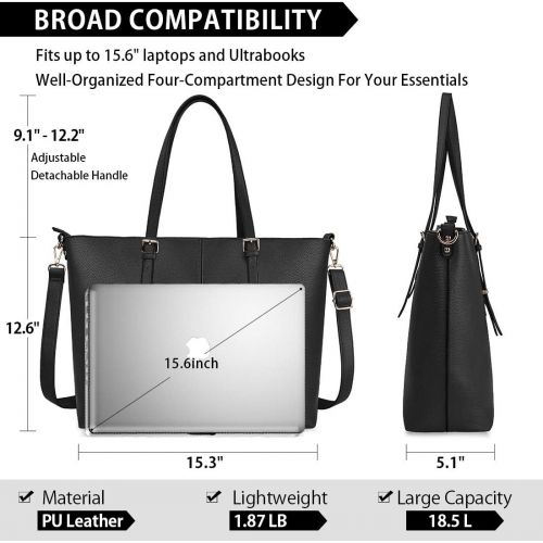  [아마존베스트]NEWHEY Laptop Tote Bag for Women 15.6 Inch Waterproof Lightweight Leather Computer Laptop Bag Women Business Office Work Bag Briefcase Large Travel Handbag Shoulder Bag Black