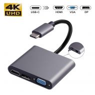 USB C Hub USB C to HDMI Adapter, NEWPOWER 4 in 1 USB-C to HDMI VGA DisplayPort Ethernet Adapter Hub Converter, Support 4K/30Hz 5Gpbs USB 3.1, Compatible with Android Mac OS & Windo