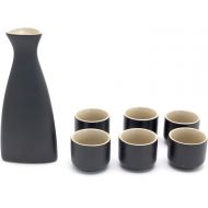 [아마존베스트]NEWQZ Japanese Sake Set, Traditional Black Ceramics Sake Sets 1 Pot and 6 Cups