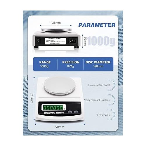  NEWTRY 1000g/0.01g Electronic Fabric GSM Scale Digital Textile Weight Balance with a 0-2mm Disc Sampler Cloth Cutter for Textile Paper Non-Woven Fabrics (110V Scale + Sampler)