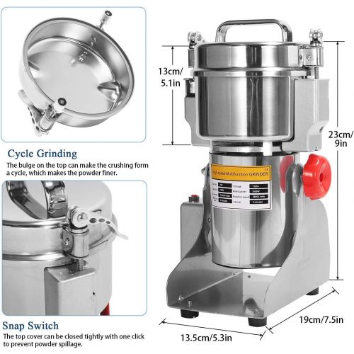  [아마존베스트]NEWTRY 700g Electric Grain Grinder Spice Mill 2400W Stainless Steel High-speed Food Mill Herb Grinder pulverizer For Chinese Medicinal Materials Flavoring 110V