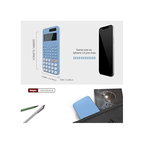  Scientific Calculator for Students, 2-Line Math Calculator with Dust Cover, Middle and High School Supplies for Sudents