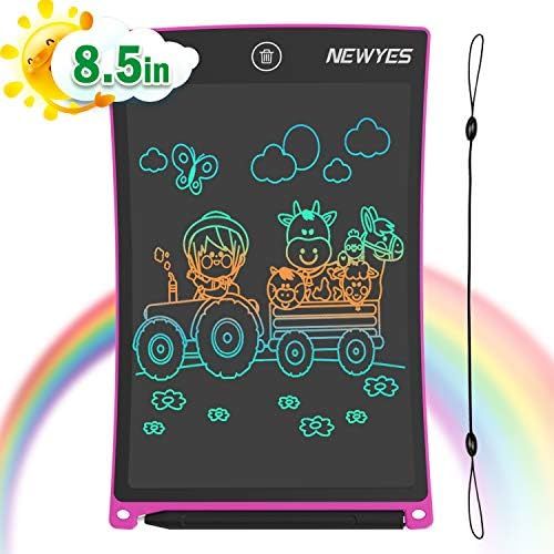  [아마존베스트]NEWYES 8.5 Inches Colorful Doodle Board LCD Screen Writing Tablet Magnetic Drawing Board Erasable Doodles Notepad Gifts for Ages 3+ Pink