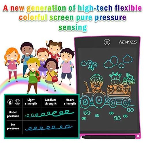  [아마존베스트]NEWYES 8.5 Inches Colorful Doodle Board LCD Screen Writing Tablet Magnetic Drawing Board Erasable Doodles Notepad Gifts for Ages 3+ Pink
