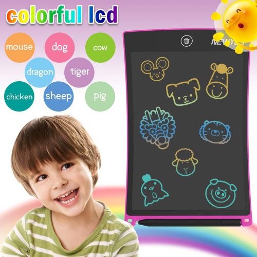  [아마존베스트]NEWYES 8.5 Inches Colorful Doodle Board LCD Screen Writing Tablet Magnetic Drawing Board Erasable Doodles Notepad Gifts for Ages 3+ Pink