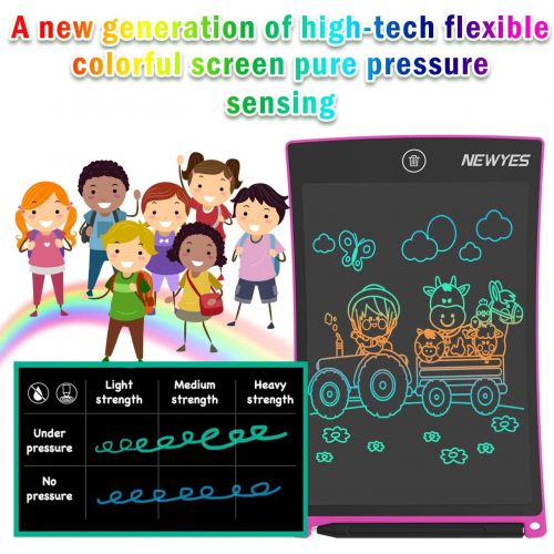  [아마존베스트]NEWYES 8.5 Inches Colorful Doodle Board LCD Screen Writing Tablet Magnetic Drawing Board Erasable Doodles Notepad Gifts for Ages 3+ Pink