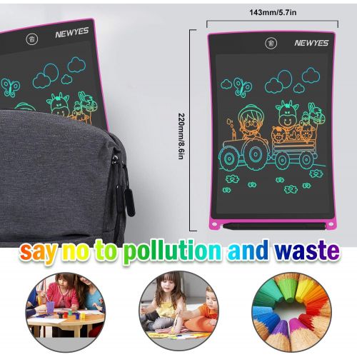  [아마존베스트]NEWYES 8.5 Inches Colorful Doodle Board LCD Screen Writing Tablet Magnetic Drawing Board Erasable Doodles Notepad Gifts for Ages 3+ Pink