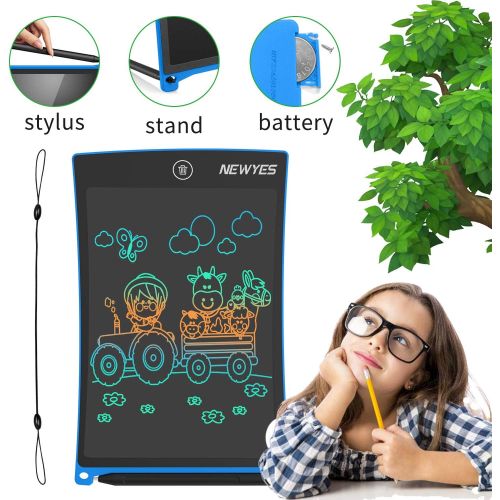  [아마존베스트]NEWYES 8.5 Inches Colorful Doodle Board LCD Screen Writing Tablet Magnetic Drawing Board Erasable Doodles Notepad Gifts for Ages 3+ Blue
