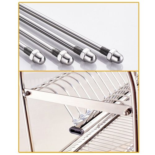  NEX Stainless Steel 2-Tier Dish Draining Rack With Draining Pan, Adjustable, Cutting Board Holder, Large and Spacious (NX-D002)