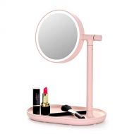 NEX Lighted Makeup Mirror Mirror with Cosmetic Organizer Tray, 1x/3x Magnification, USB Charging, 270- Degree Adjustable LED Light Makeup Vanity for Desk or Tabletop - Pink