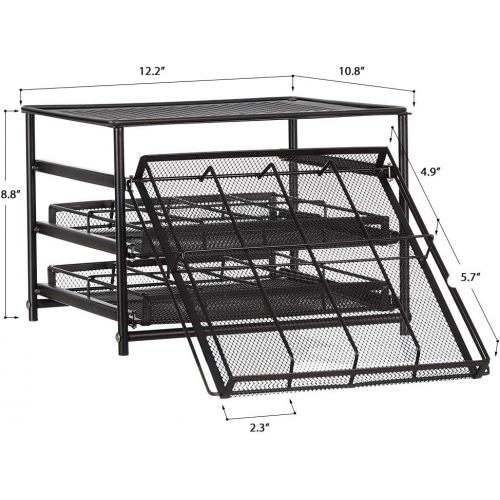  NEX Spice Rack Organizer, 3 Tier 24-Bottle Metal Spice Kitchen Cabinet Countertop Drawer Organizer Storage, Brown