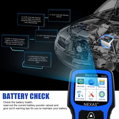  [아마존핫딜][아마존 핫딜] NEXAS NL101 Obd2 Scanner Automotive Diagnostic Tool Check Engine Light OBD2 Car Code Reader Fault Code Scanner with Battery Test