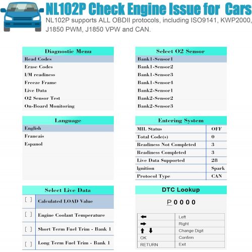  NEXAS Heavy Duty Truck Scan Tool NL102 Plus Auto Scanner with DPF/Sensor Calibration/Oil Reset + Check Engine for Cars; Truck & Car 2 in 1 Code Reader (Upgrade Version)