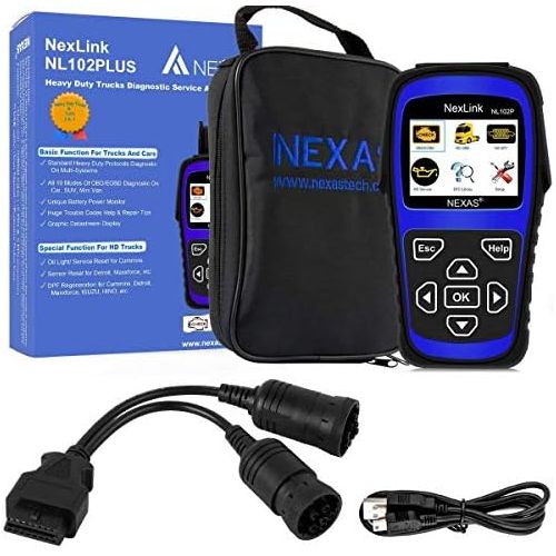  NEXAS Heavy Duty Truck Scan Tool NL102 Plus Auto Scanner with DPF/Sensor Calibration/Oil Reset + Check Engine for Cars; Truck & Car 2 in 1 Code Reader (Upgrade Version)